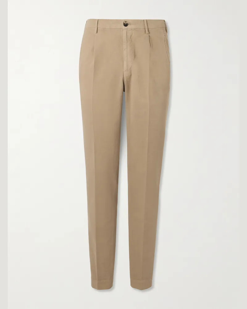 Incotex Venezia 1951 gerade geschnittene Hose aus Stretch-Baumwolle mit Falten Neutral
