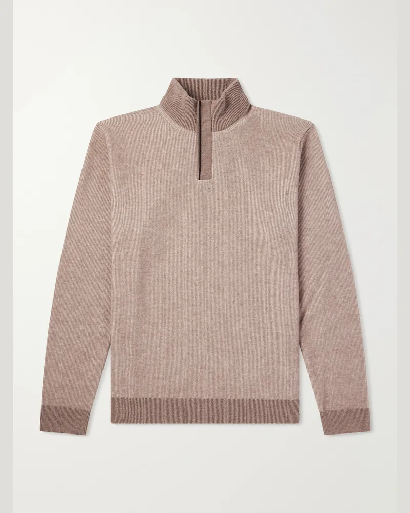 Slowear Virgin Wool Half-Zip Sweater Neutrals