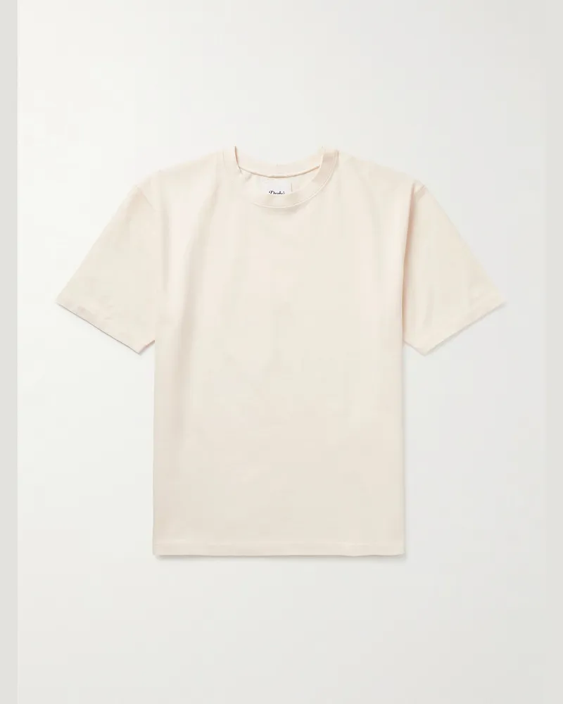 Drake's Hiking schmal geschnittenes T-Shirt aus Baumwoll-Jersey Neutral
