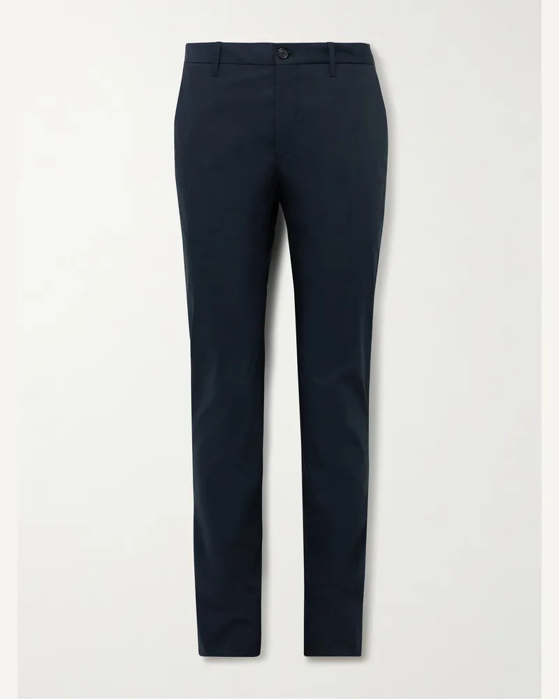Slowear TeknoSartorial Slim-Fit Cotton-Blend Poplin Trousers Blue