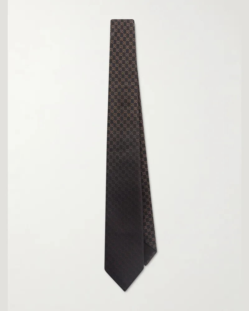 Gucci GG Silk-Jacquard Tie Brown