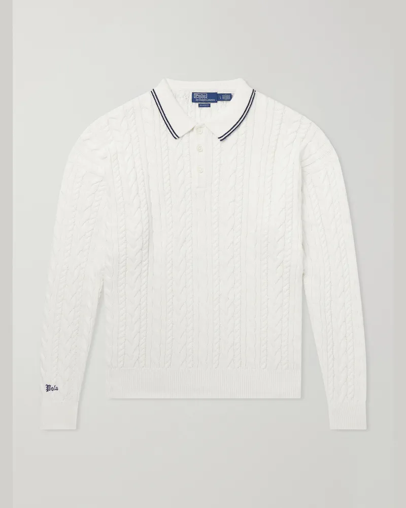 Ralph Lauren Cable-Knit Cotton and Linen-Blend Sweater Neutrals