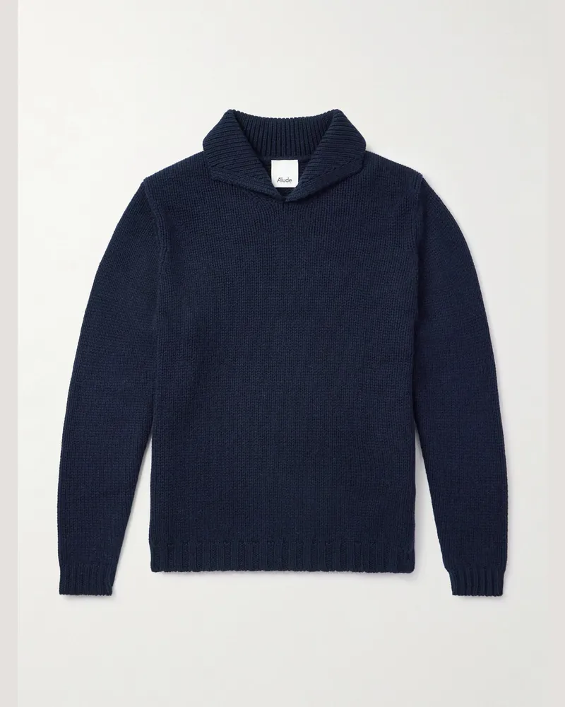 ALLUDE Pullover aus einer Schurwoll-Kaschmirmischung mit Schalkragen Blau