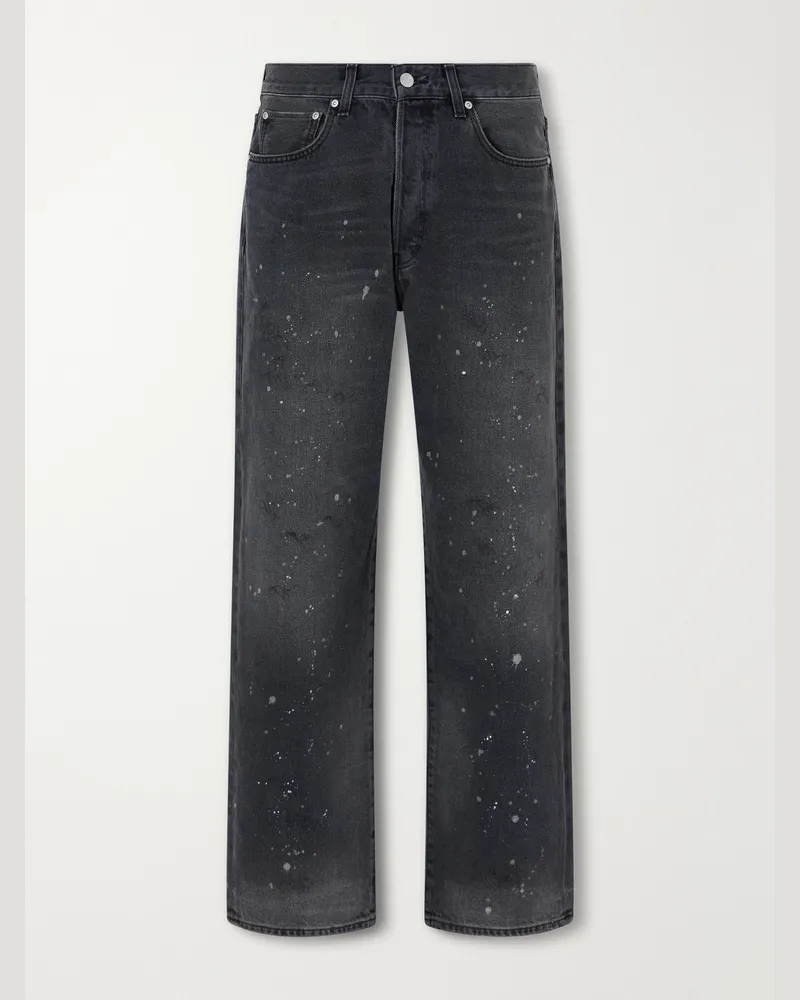 John Elliott + Co Straight-Leg Paint-Splattered Distressed Jeans Black