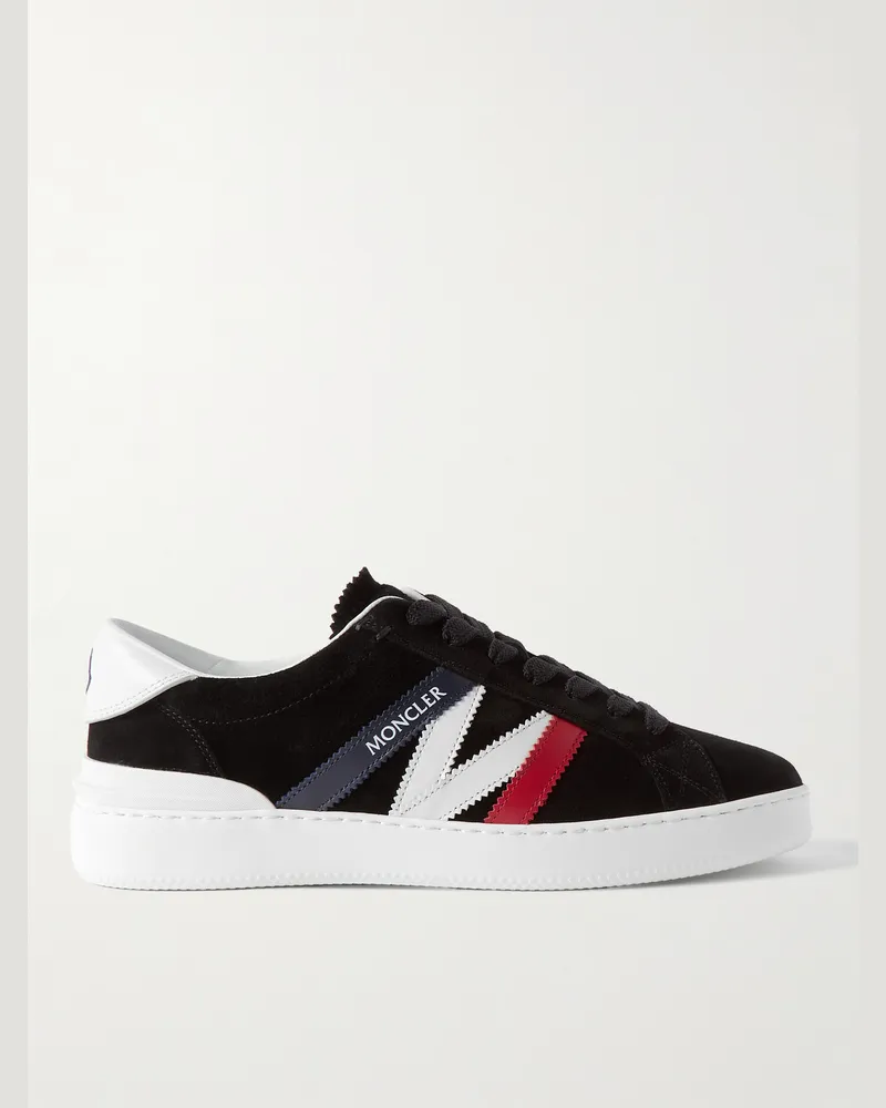 Moncler Monaco M Sneakers aus Veloursleder mit Lederbesätzen Schwarz