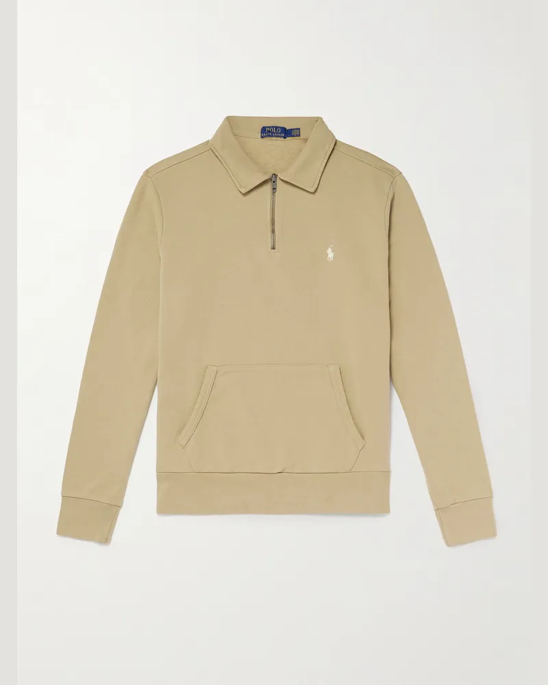 Ralph Lauren Sweatshirt aus Baumwoll-Jersey mit Logostickerei und kurzem Reißverschluss Neutral