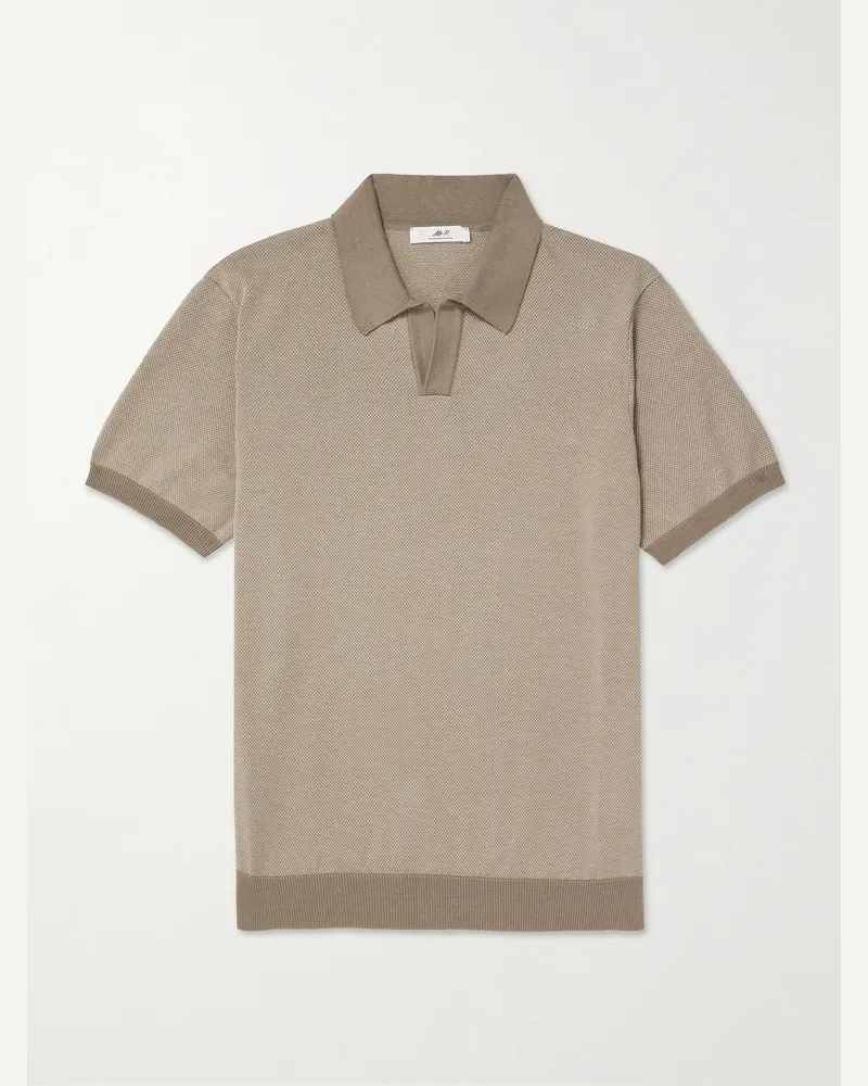 MR P. Honeycomb-Knit Organic Cotton Polo Shirt Brown