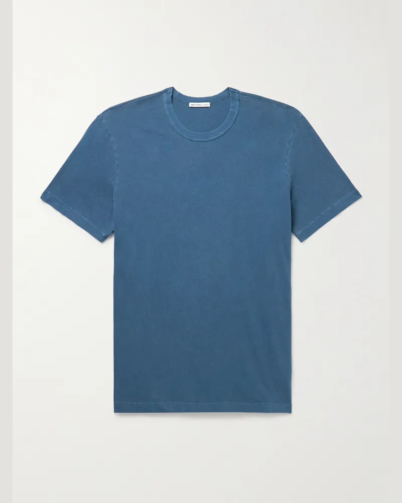 James Perse T-Shirt aus Jersey aus gekämmter Baumwolle Blau