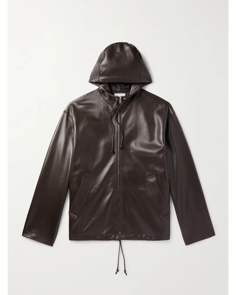 Bottega Veneta Kapuzenjacke aus Leder Braun