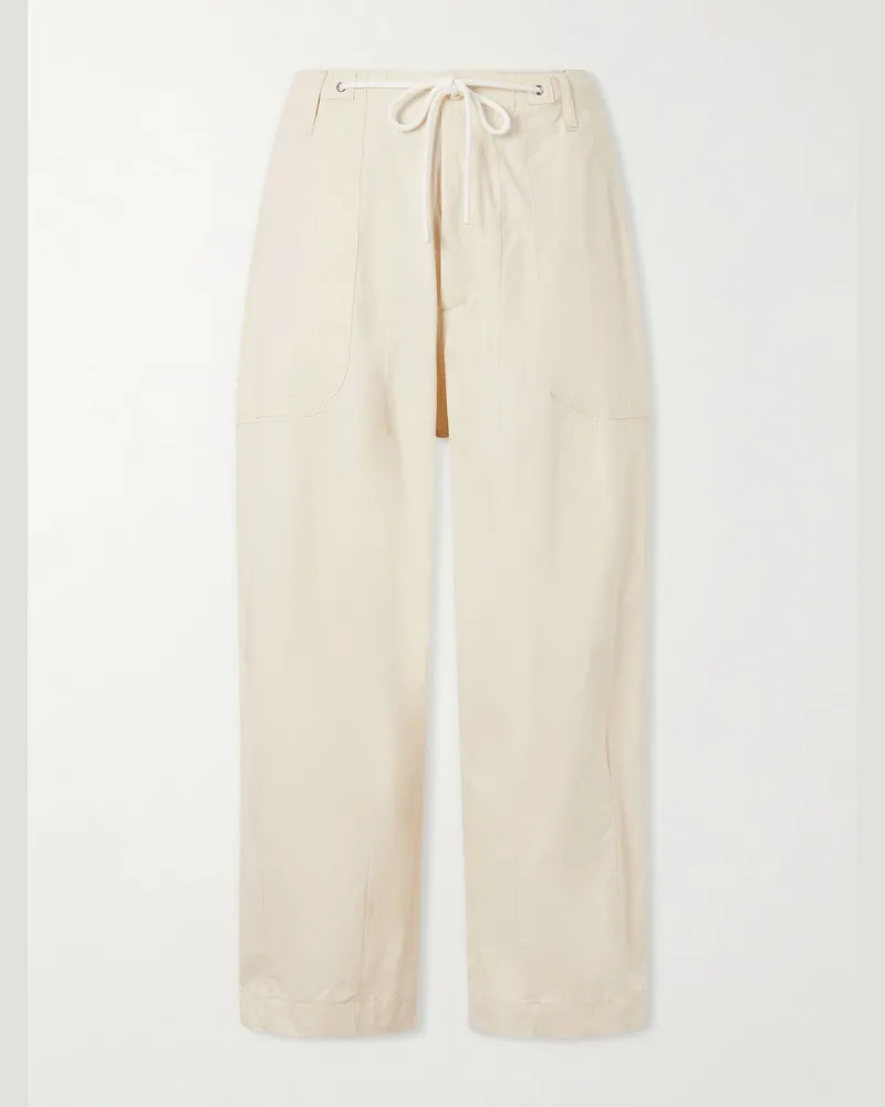 Cherry Los Angeles Wide-Leg Cotton Twill Trousers Neutrals