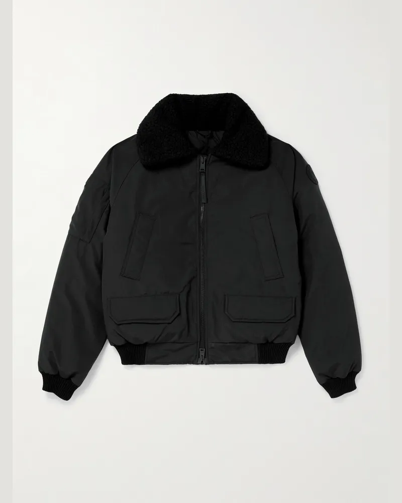 Canada Goose Chilliwack Recycled Wool-Blend Fleece and Shell Down Bomber Jacket Black