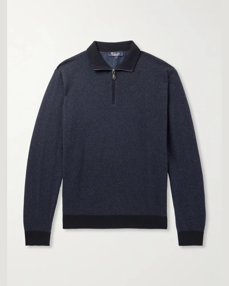 Loro Piana Roadster Cashmere Half-Zip Sweater Blue