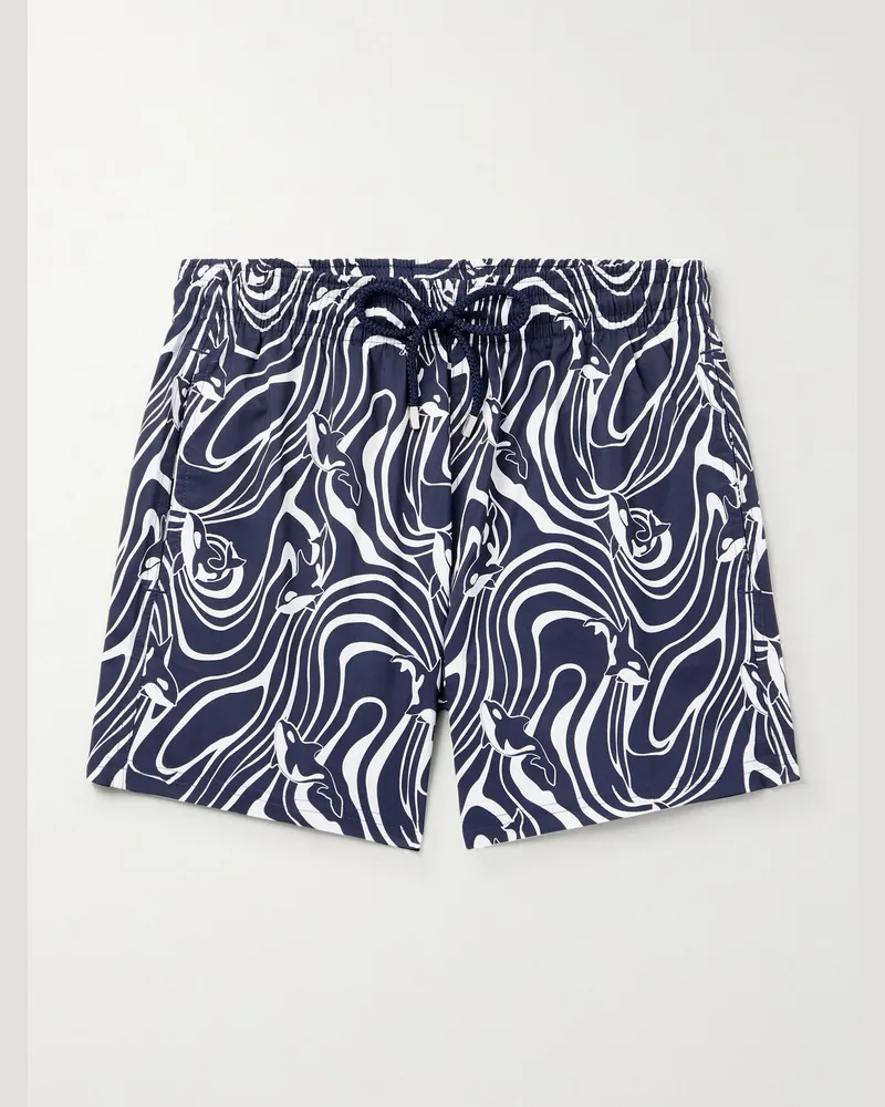 Vilebrequin Moorise gerade geschnittene mittellange Badeshorts mit Print Blau