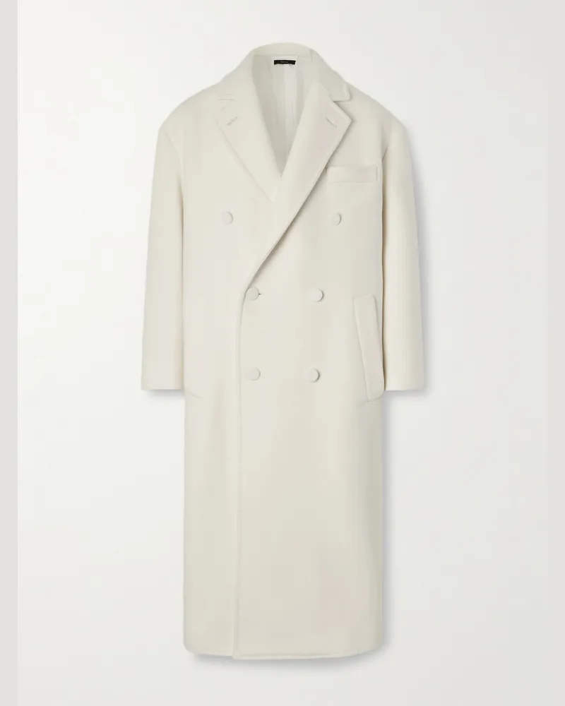 Tom Ford Doppelreihiger Mantel aus Kaschmir Weiß
