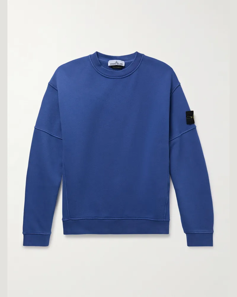 Stone Island Sweatshirt aus Biobaumwoll-Jersey mit Logodetail in Stückfärbung Blau