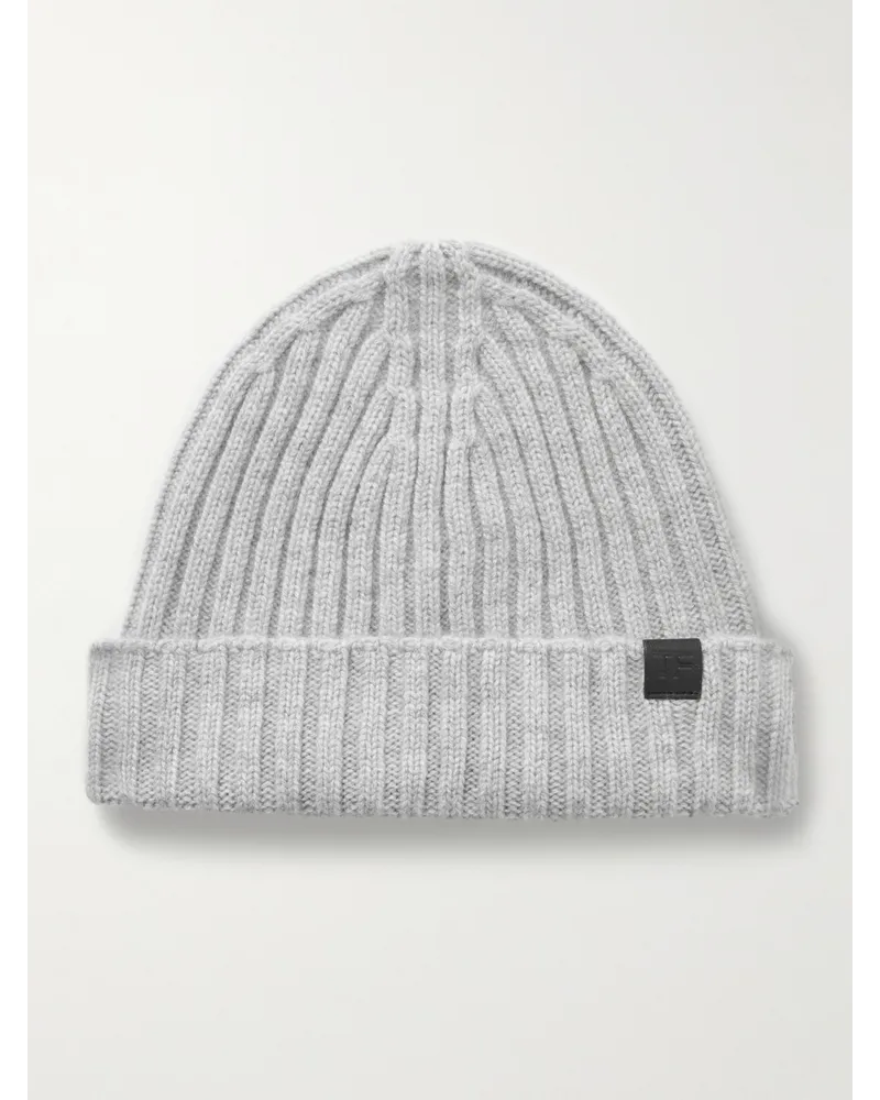 Tom Ford Beanie aus Kaschmir in Rippstrick Grau