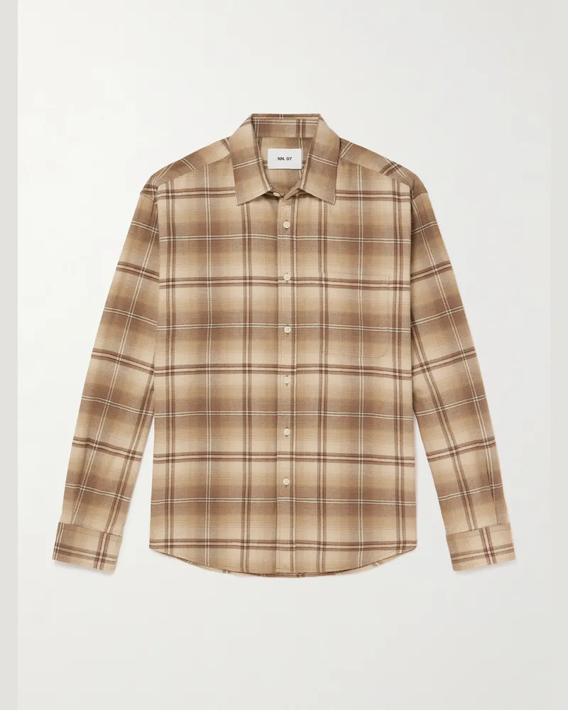 NN 07 Deon 5465 Hemd aus Biobaumwollflanell Braun
