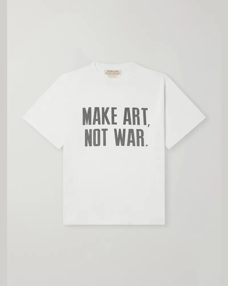 Remi Relief Make Art, Not War Printed Cotton-Jersey T-Shirt Neutrals