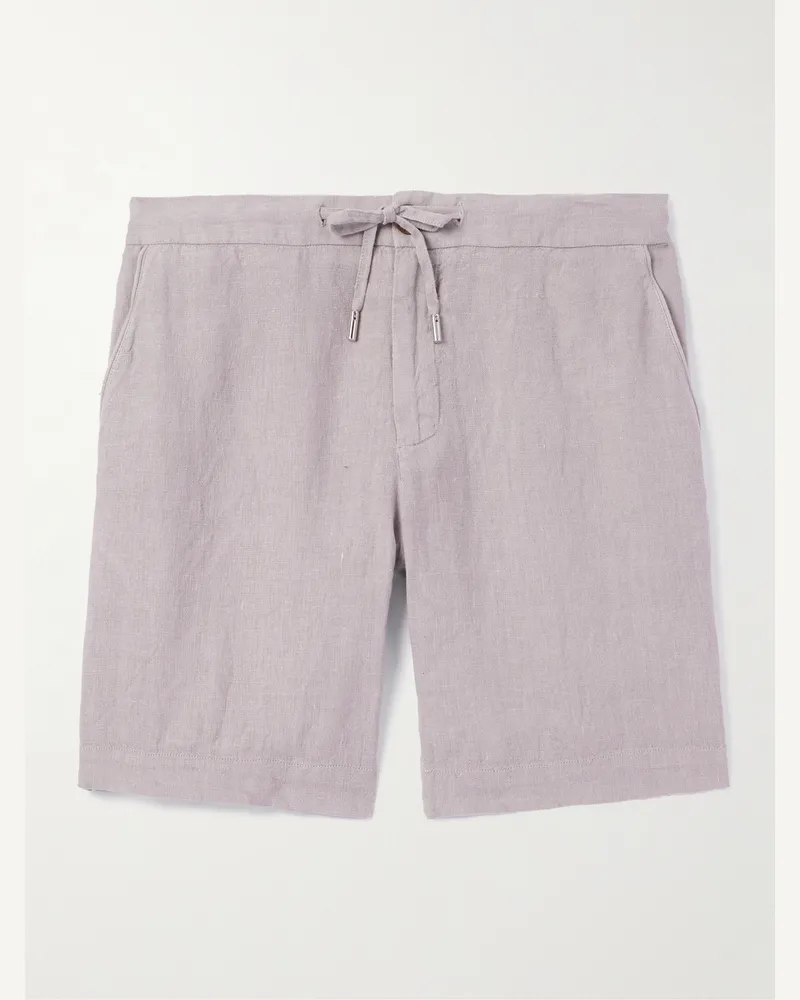 MR P. Gerade geschnittene Bermudashorts aus Leinen mit Kordelzugbund Lila