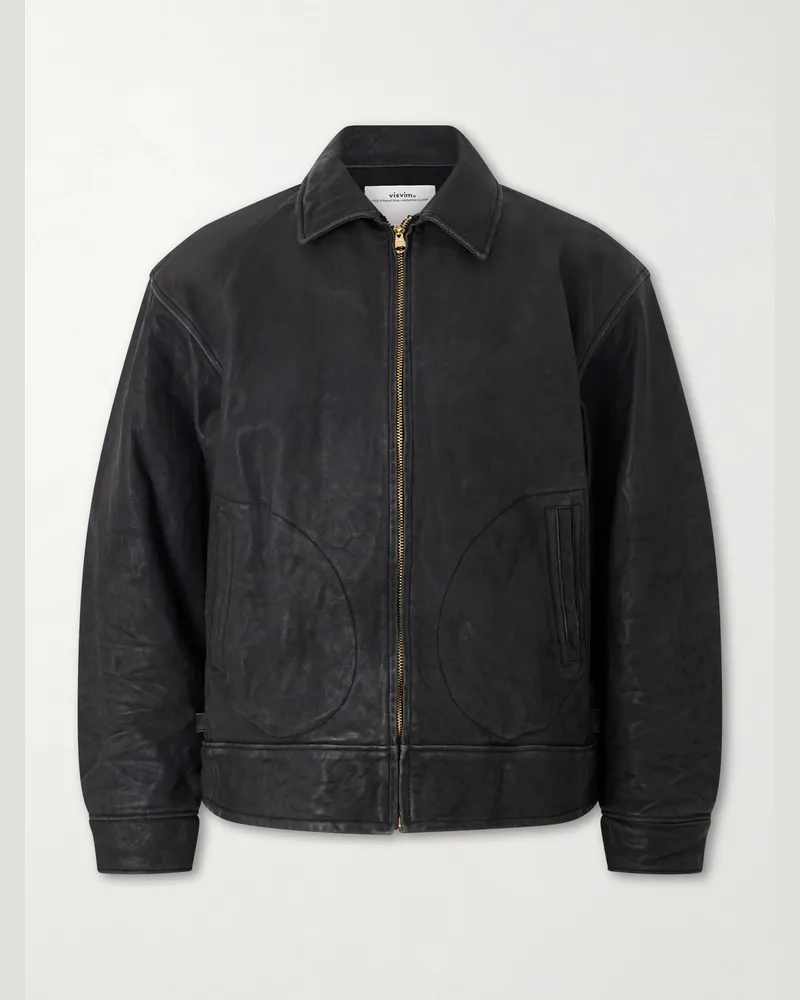 Visvim Strato Textured-Leather Jacket Black