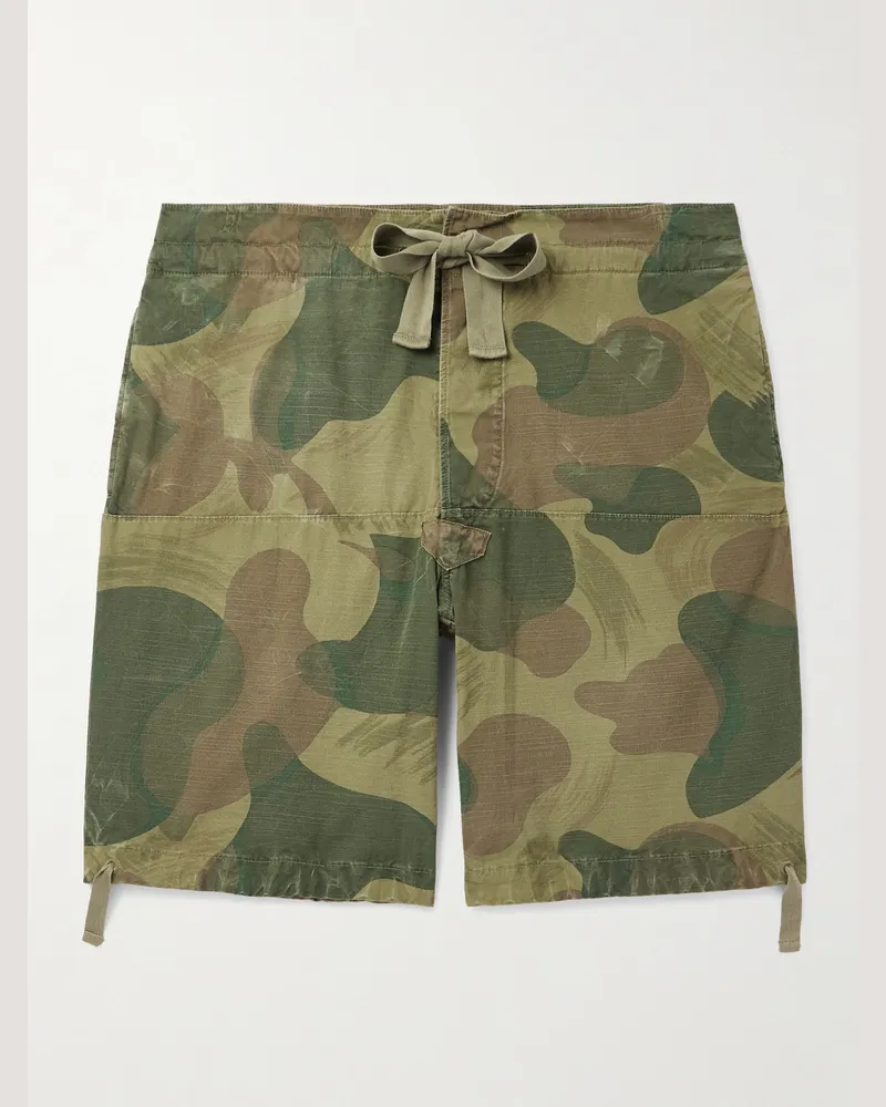 Ralph Lauren Gerade geschnittene Shorts aus Baumwolle mit Camouflage-Print und Kordelzugbund Grün