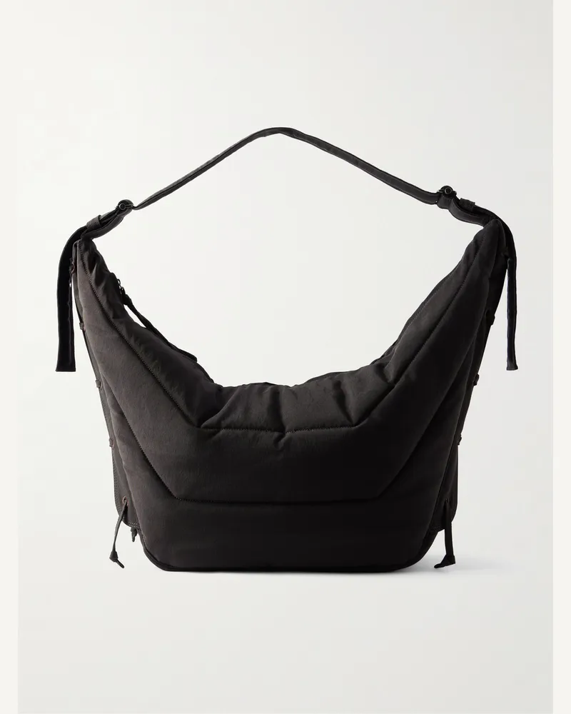 Christophe Lemaire Soft Game große Umhängetasche aus gestepptem Nylon-Canvas Braun
