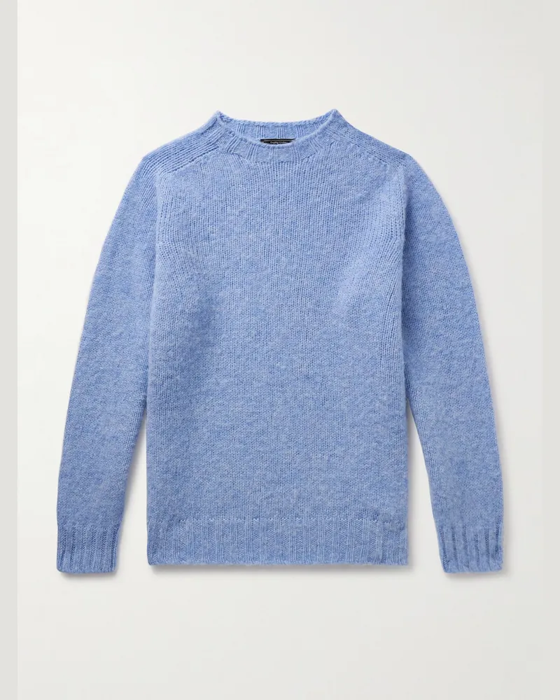 Beams Plus Shaggy Bernard Wool Sweater Blue