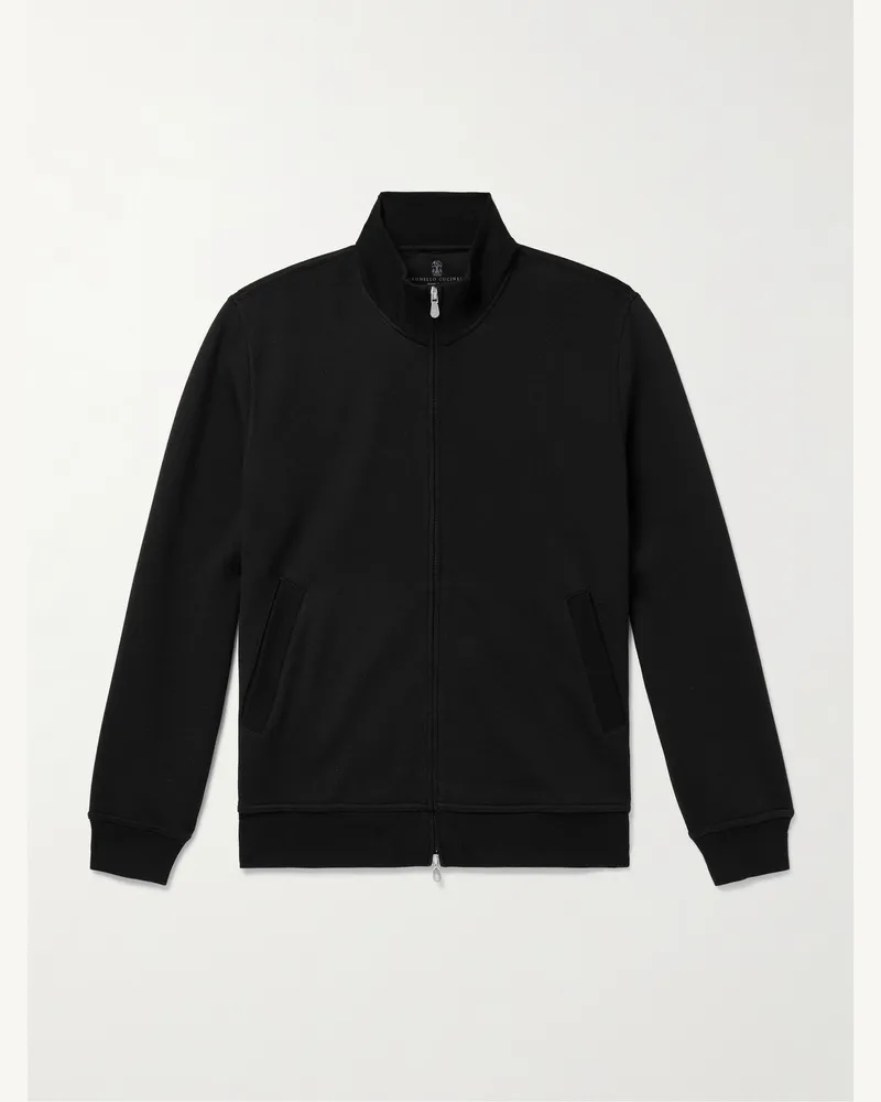 Brunello Cucinelli Sweatshirt-Jacke aus Jersey aus einer Baumwollmischung Schwarz