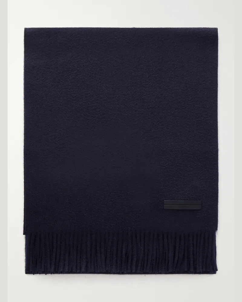 Ermenegildo Zegna Fringed Cashmere Scarf Blue