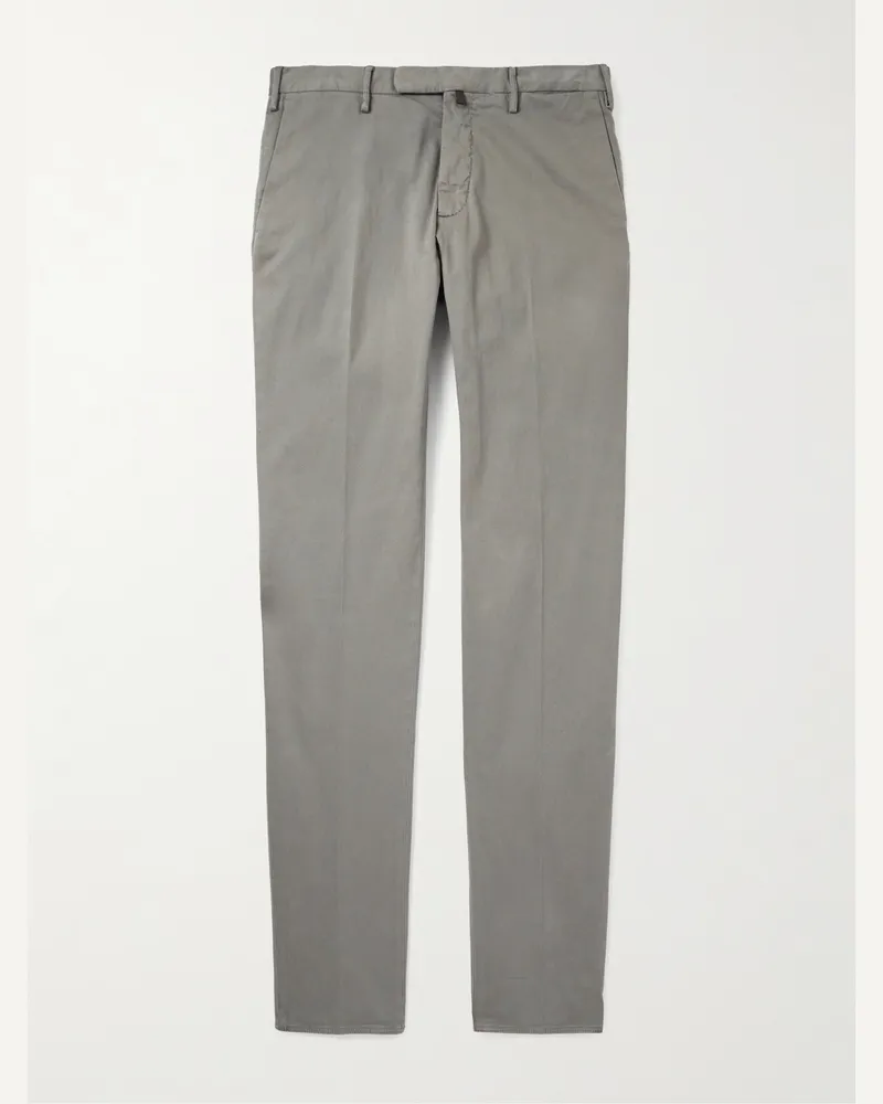 Incotex Gerade geschnittene Hose aus Twill aus einer Baumwollmischung Grau