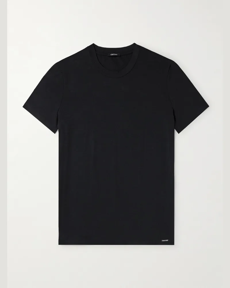 Tom Ford Slim-Fit Stretch Cotton and Modal-Blend T-Shirt Black