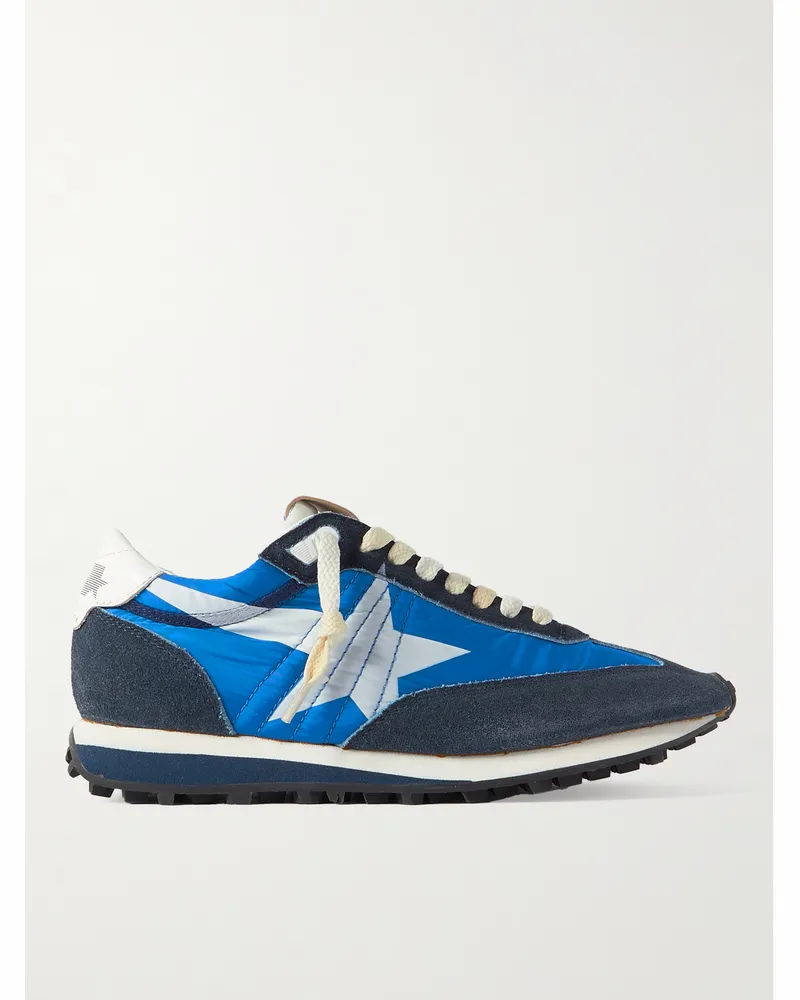 Golden Goose Marathon Leather and Suede-Trimmed Nylon Sneakers Blue