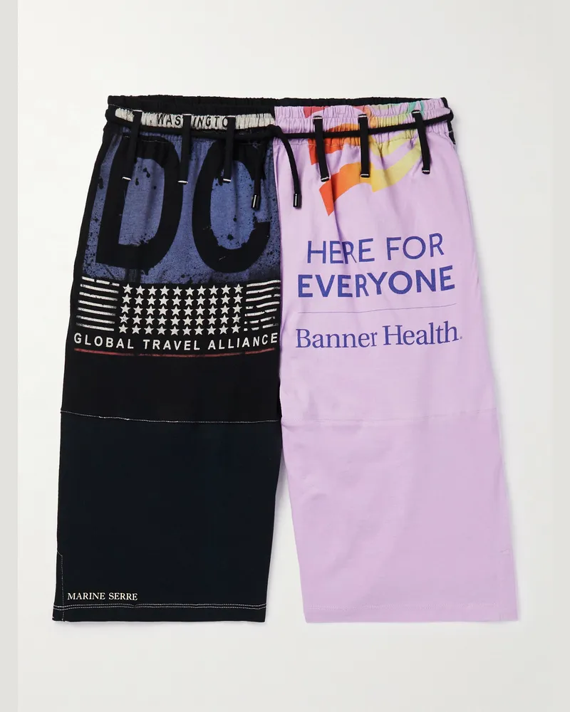 Marine Serre Gerade geschnittene Shorts aus upgecyceltem Baumwoll-Jersey mit Print Lila