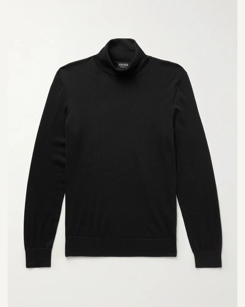 Ermenegildo Zegna Rollkragenpullover aus einer Kaschmir-Seidenmischung Schwarz