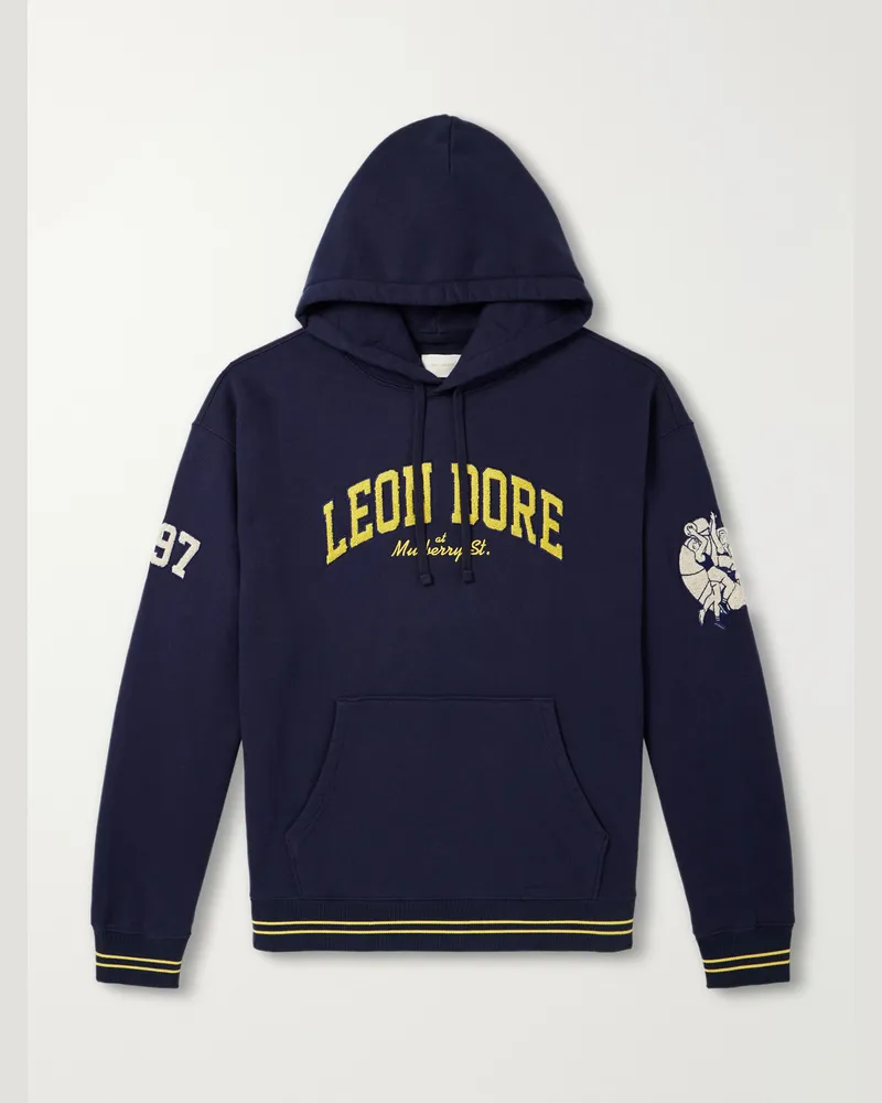 Aimé Leon Dore Logo-Appliqué Cotton-Jersey Hoodie Blue