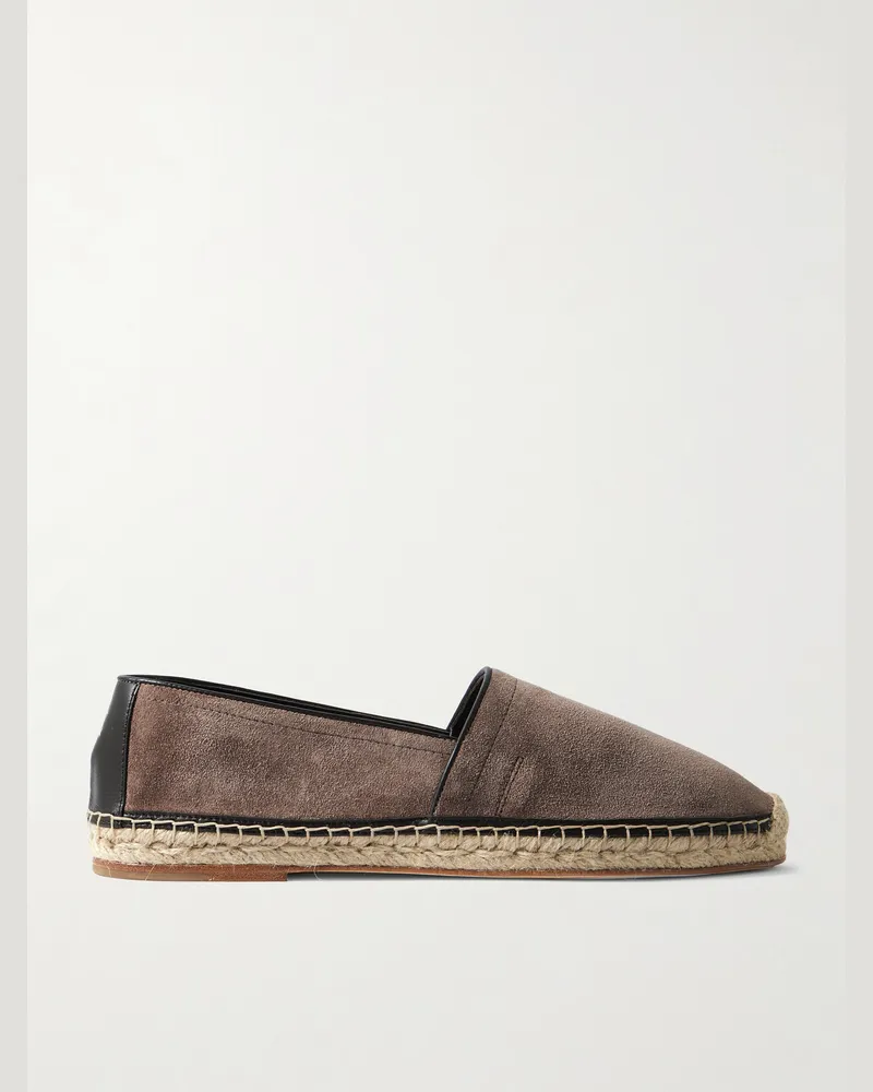 Brunello Cucinelli Espadrilles aus Veloursleder mit Lederbesatz Braun