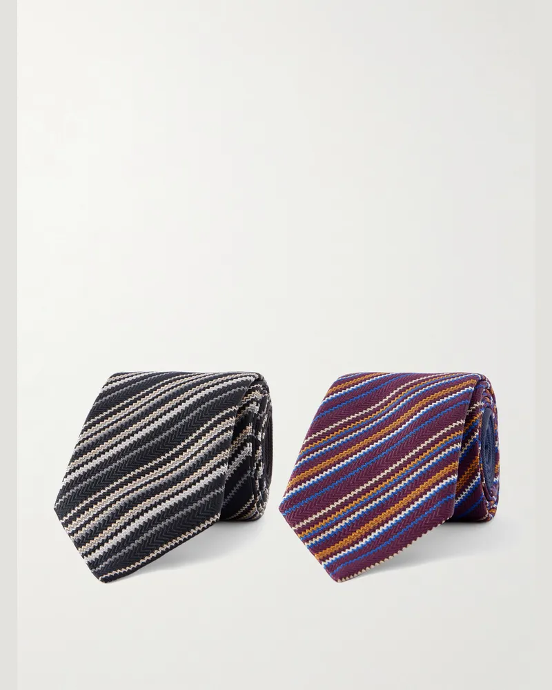 Missoni Krawatte aus gestreiftem Seiden-Jacquard, 7 cm Mehrfarbig