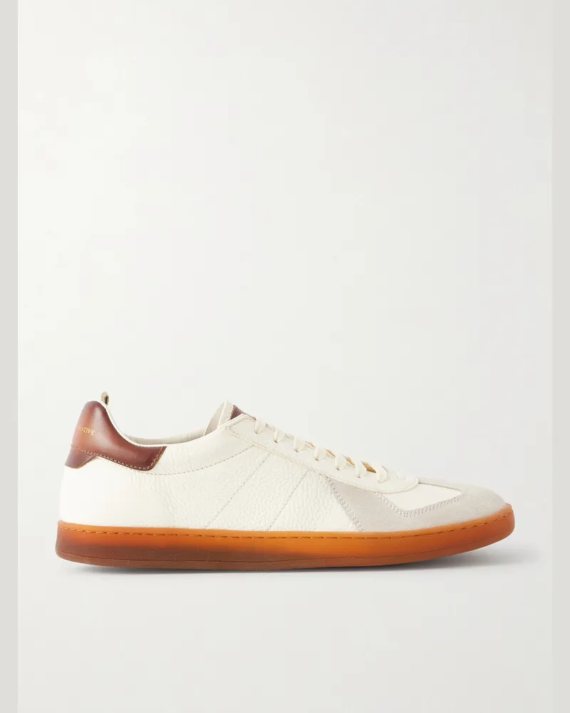 Officine Creative Italia Militia 001 Suede-Trimmed Full-Grain Deerskin Sneakers White