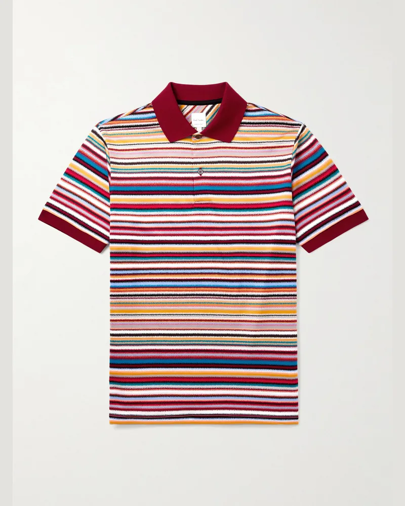 Paul Smith Striped Cotton Polo Shirt Red