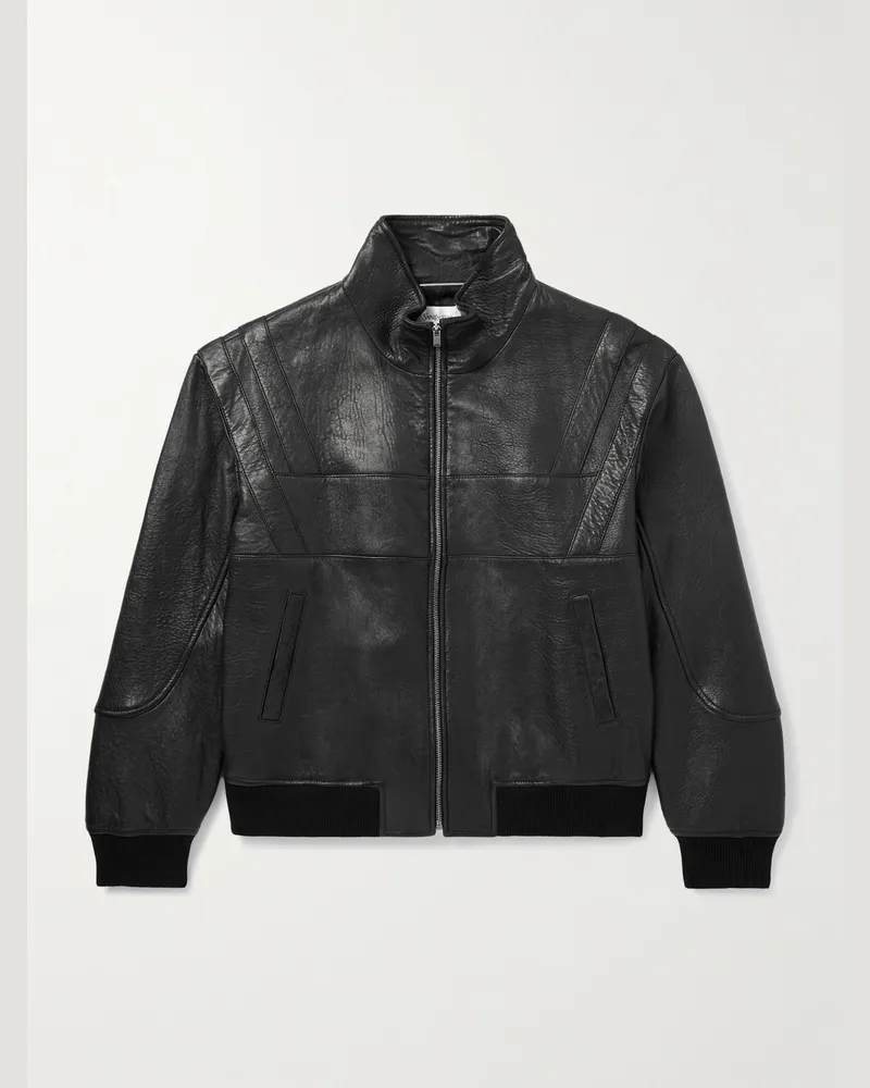 Saint Laurent Teddy Blouson aus vollnarbigem Leder Schwarz