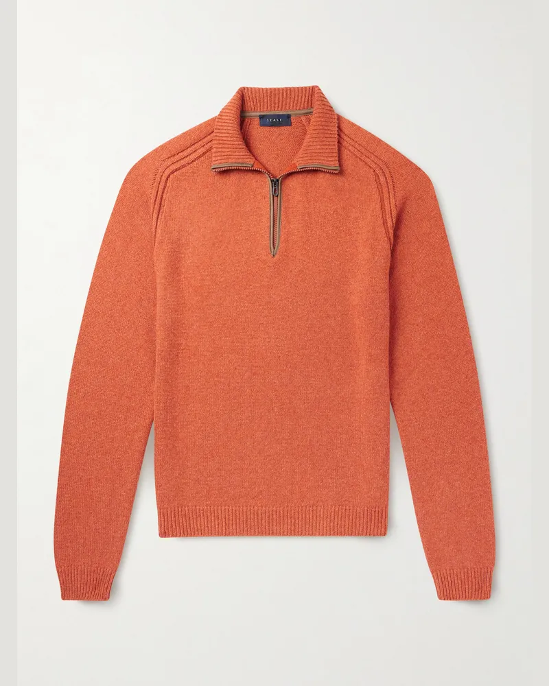 SEASE Ski-Troyer aus Kaschmir mit Lederbesatz Orange