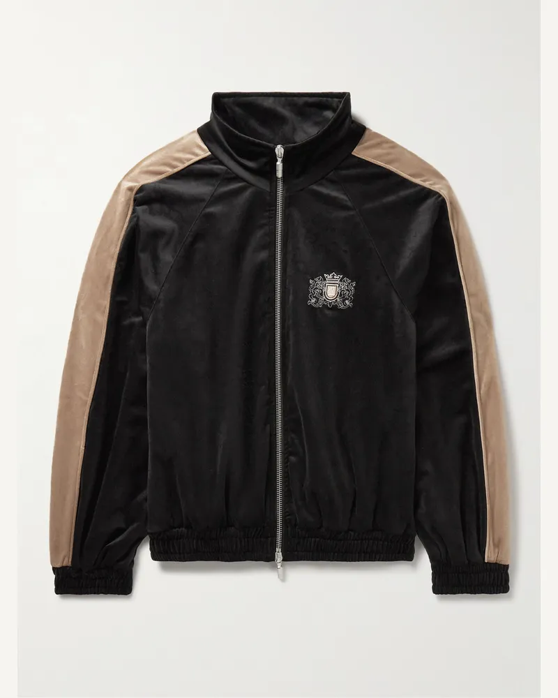 RHUDE Trainingsjacke aus Velours mit Logostickerei und Streifen Schwarz