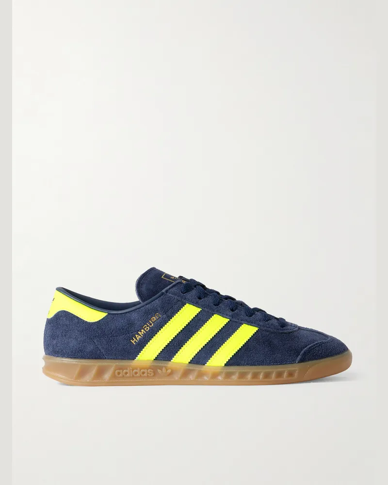 adidas Hamburg Sneakers aus Veloursleder mit Lederbesatz Blau