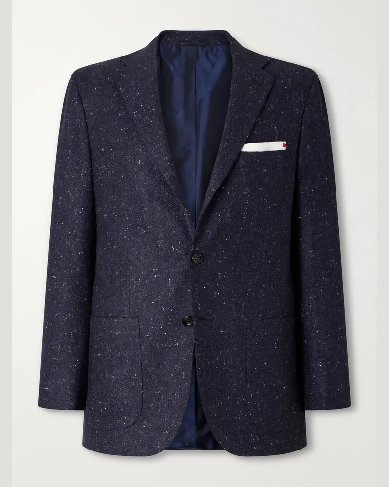 Kiton Donegal Cashmere-Grain de Poudre Blazer Blue