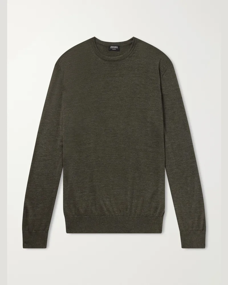 Ermenegildo Zegna Cashmere and Silk-Blend Sweater Green