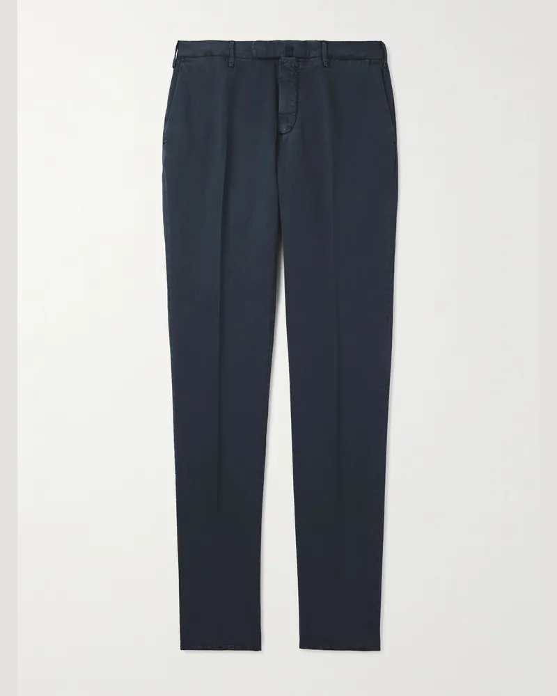 Incotex Venezia 1951 schmal geschnittene Hose aus einer Baumwoll-Leinenmischung Grau