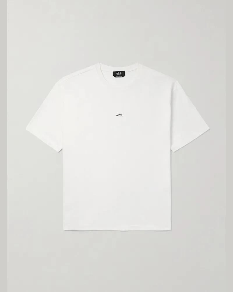 A.P.C. T-Shirt aus Baumwoll-Jersey mit Logoprint Weiß