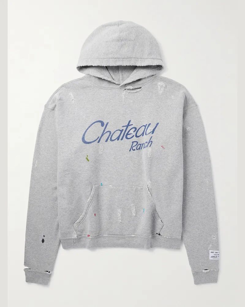 GALLERY DEPT. Chateau Ranch Hoodie aus Jersey aus einer Baumwollmischung mit Print und Farbspritzern in Distressed-Optik Grau