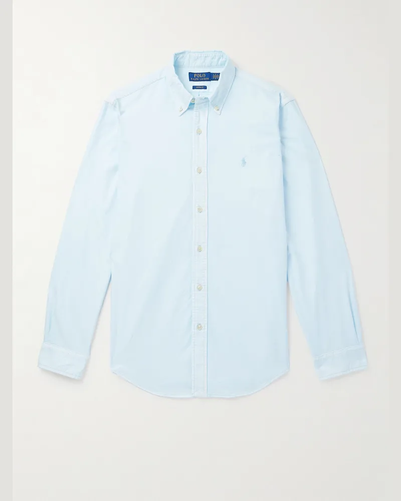 Ralph Lauren Hemd aus Baumwoll-Oxford mit Button-Down-Kragen und Logostickerei Blau