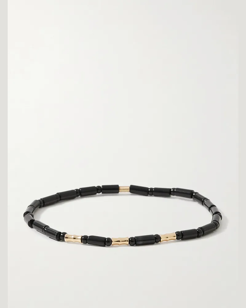 Luis Morais Armband mit Onyxen und Details aus 14 Karat Gold Schwarz